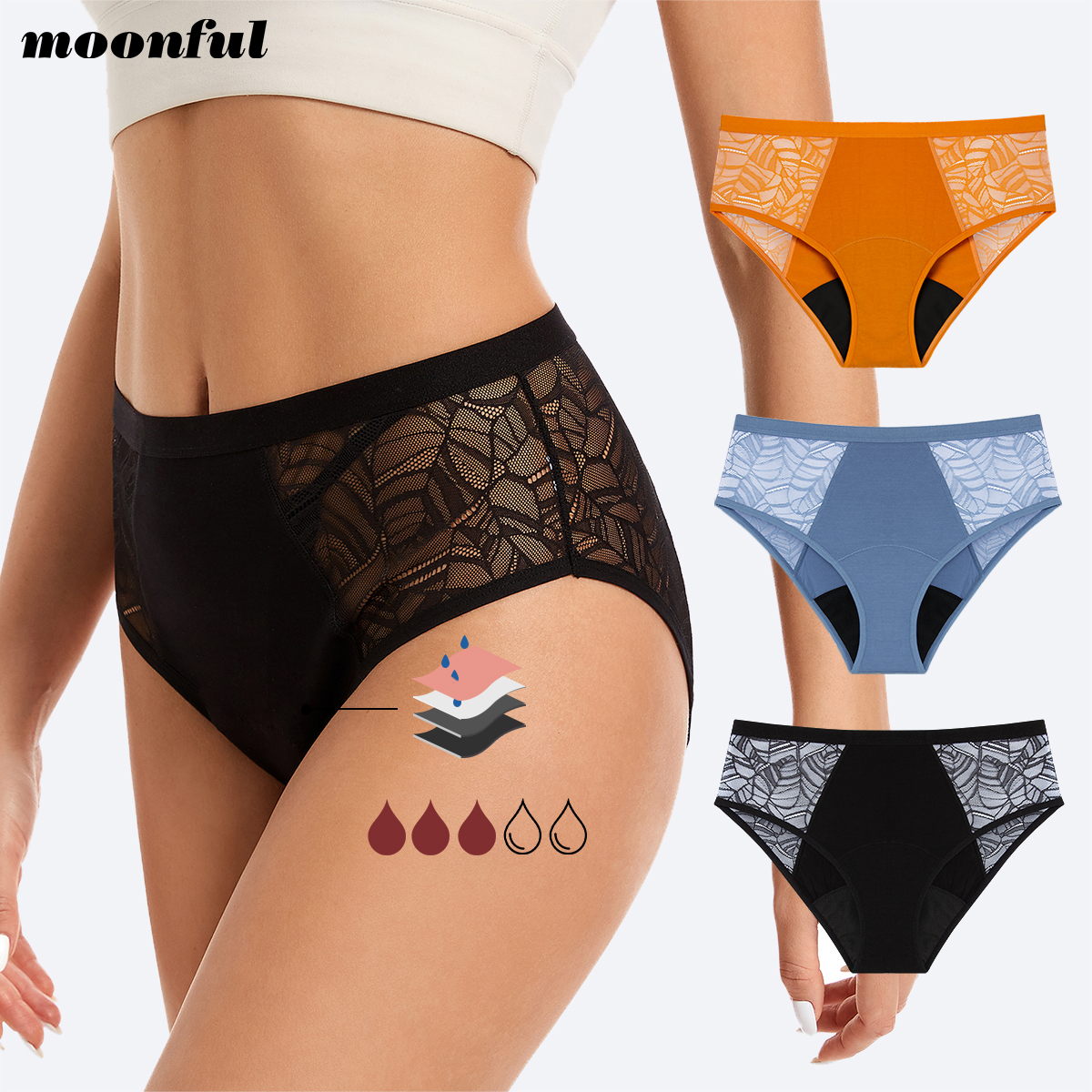 Moonful Women's Menstrual Pant - Period Panty Absorbent บทวิจารณ์และราคา
