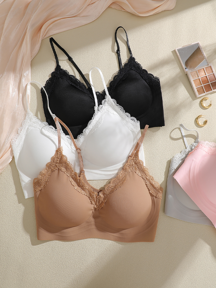 French Style Lace Bralette Fem - Bralette Wireless Soft บทวิจารณ์และราคา
