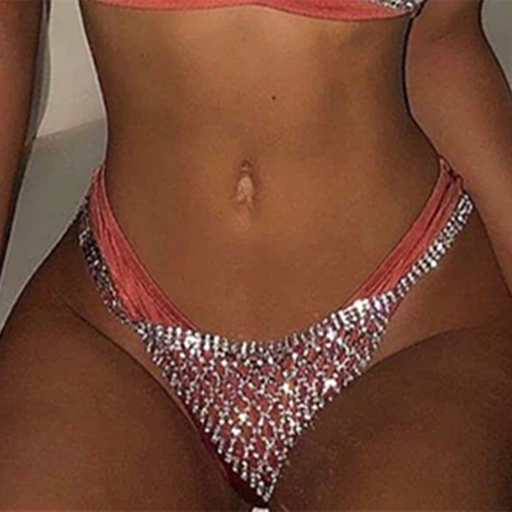 Stonefans Mesh Rhinestone Body - Thong Bikini Women บทวิจารณ์และราคา