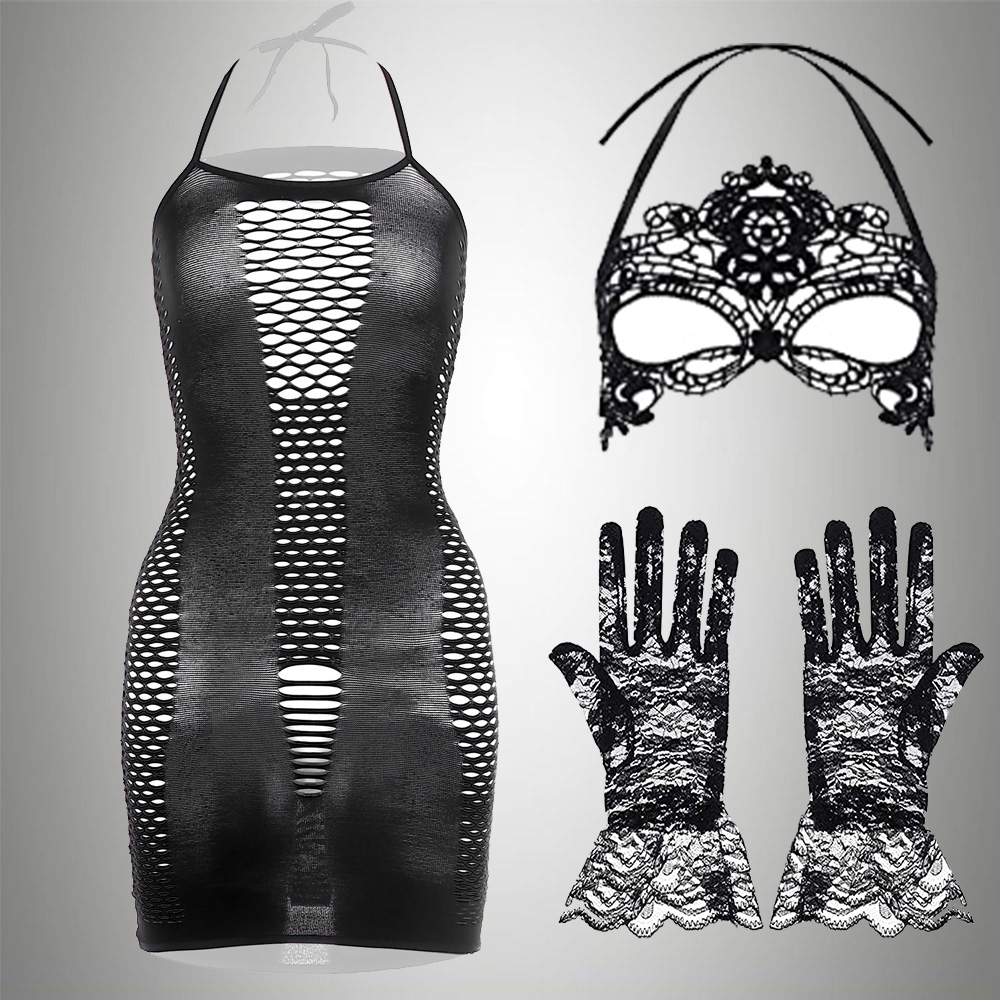 3 IN 1 Set Exotic Dress+Mesh J - Bodystocking Fishnet บทวิจารณ์และราคา