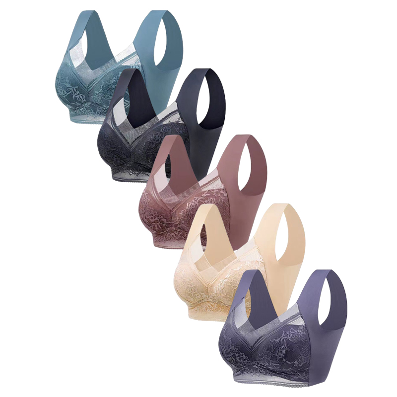 5PCS Plus Size Bras Women Lace - Bralette Wireless Soft บทวิจารณ์และราคา
