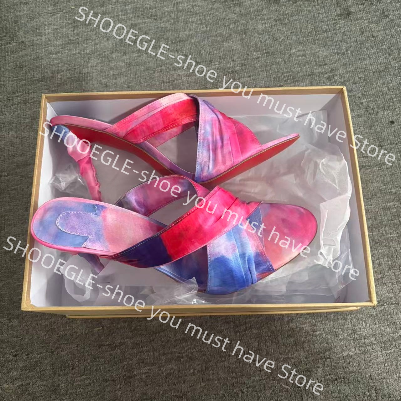 Women's Pink-Blue Tie-Dye Sati - Slip Dress Satin บทวิจารณ์และราคา