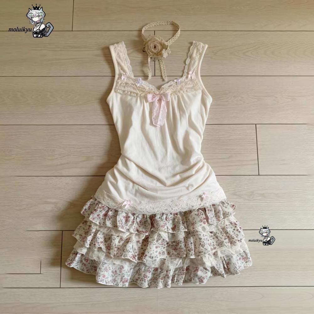 Women Y2K 2Pcs Outfit Set Lace - Cami Top Lace บทวิจารณ์และราคา