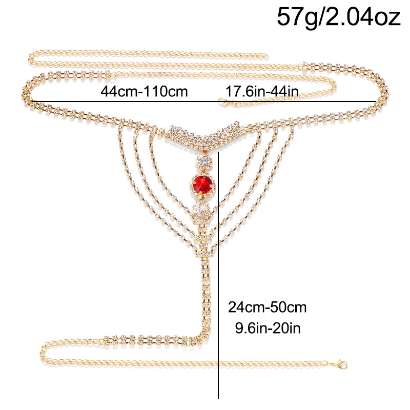 Crystal Rhinestone Body Chain  - Thong Bikini Women บทวิจารณ์และราคา
