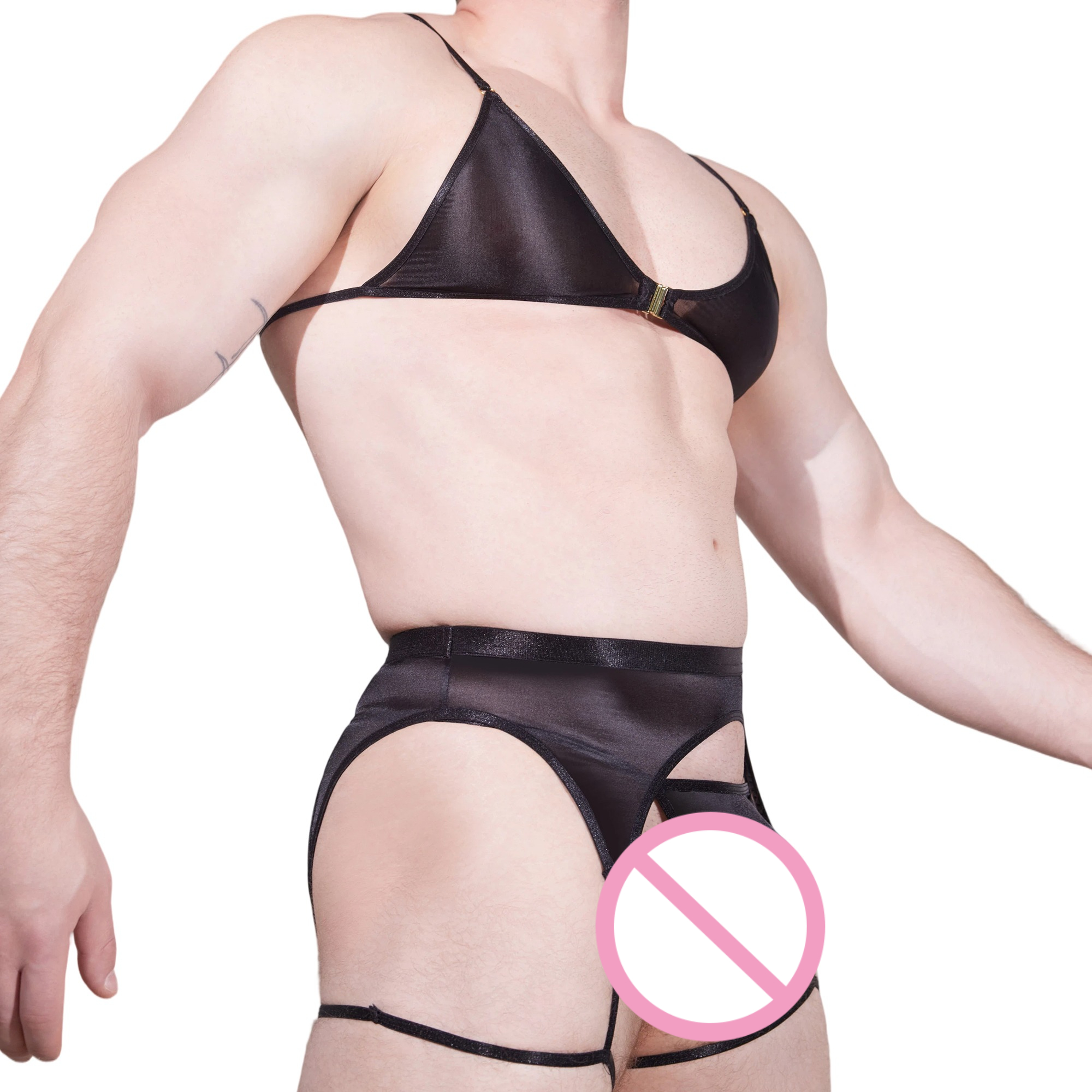 Men Novelty See-through Lace L - Garter Belt Set บทวิจารณ์และราคา