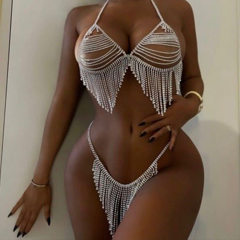 Stonefans New Tassel Crystal B - Thong Bikini Women บทวิจารณ์และราคา