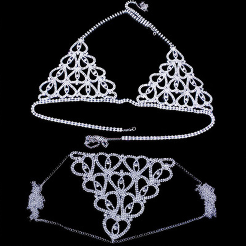 Fashion Rhinestone Heart Bra T - Thong Bikini Women บทวิจารณ์และราคา