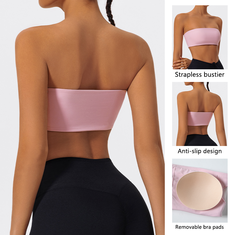 Strapless Sports Bra Gym Crop  - Sports Bra High Impact บทวิจารณ์และราคา