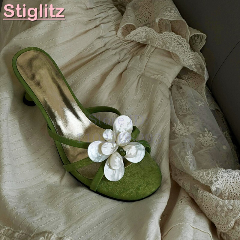 White Flower High Heels Slippe - Slip Dress Satin บทวิจารณ์และราคา