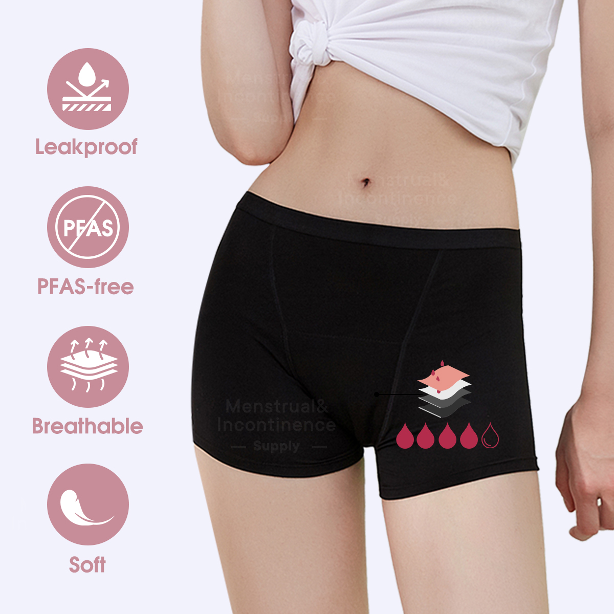 Bamboo Fiber Period Underwear  - Boyshort Underwear บทวิจารณ์และราคา