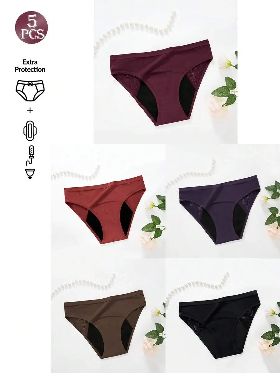 5 Pcs Women Solid Color Absorb - Period Panty Absorbent บทวิจารณ์และราคา
